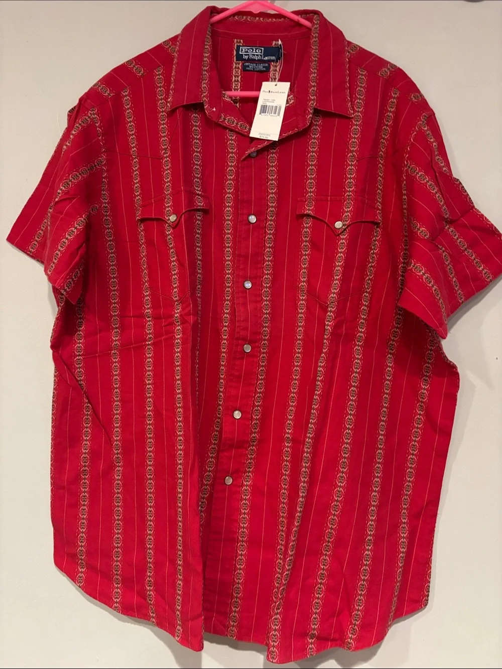 Polo by Ralph Lauren light house Red Short-Sleeve Striped Button-Down Shirt